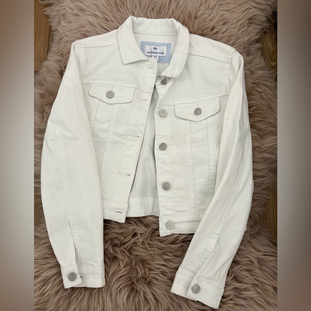 Like New Southern Tide White Jean Jacket